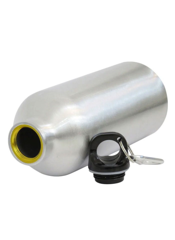 Squeeze Alumínio Prateado com Tampa Mosquetão 600ML Mecolour