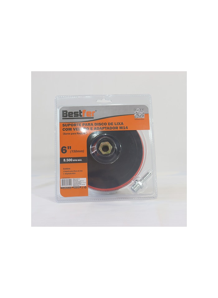 Suporte para Disco de Lixa com Velcro e Adaptador 150MM Bestfer