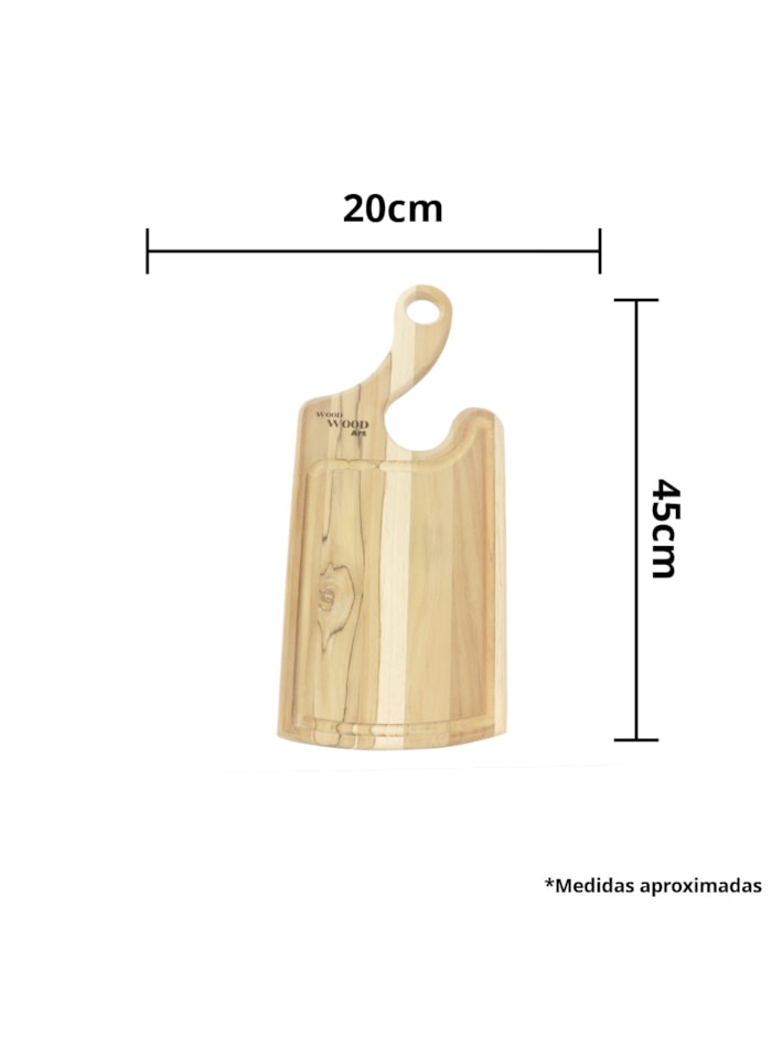 Tabua de Madeira Crua - Formato Ergonômico c/ Cabo 45x20cm
