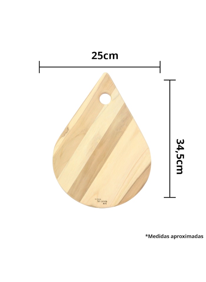 Tabua de Madeira Crua - Formato Pingo 34,5x25cm