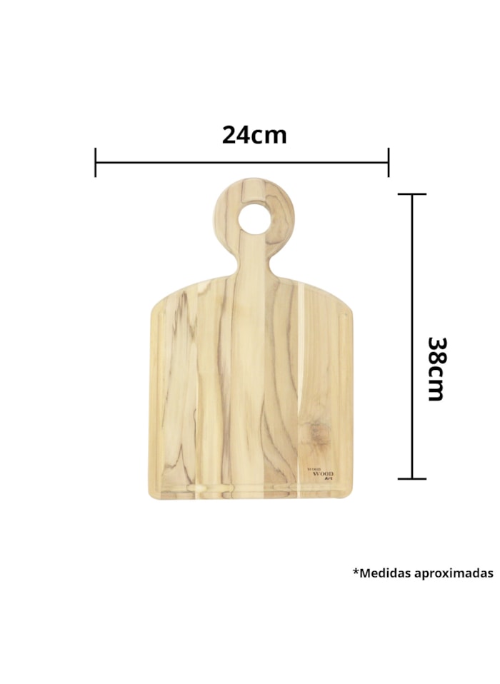 Tabua de Madeira Crua - Formato Quadrada c/ Cabo 38x24cm
