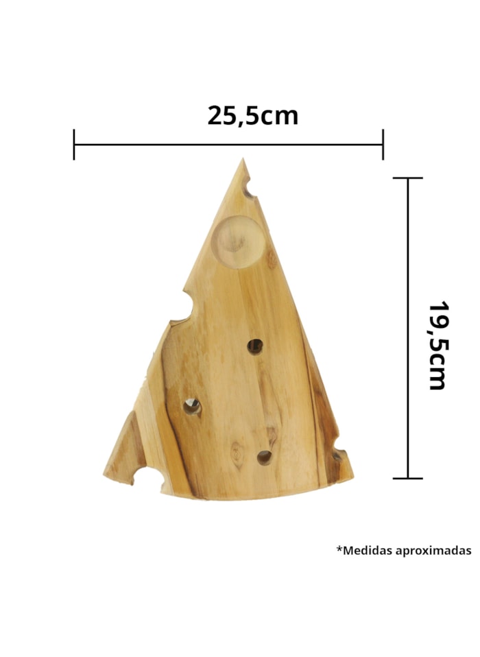 Tabua de Madeira Crua - Formato Quejo 25,5x19,5cm