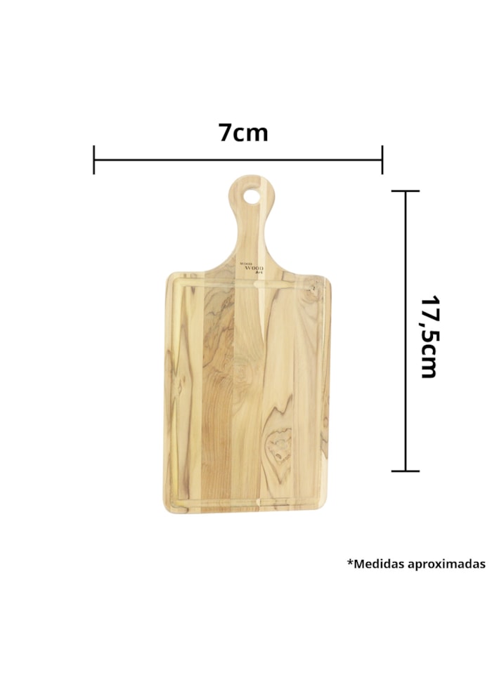 Tabua de Madeira Crua - Formato Retangular c/ Alça