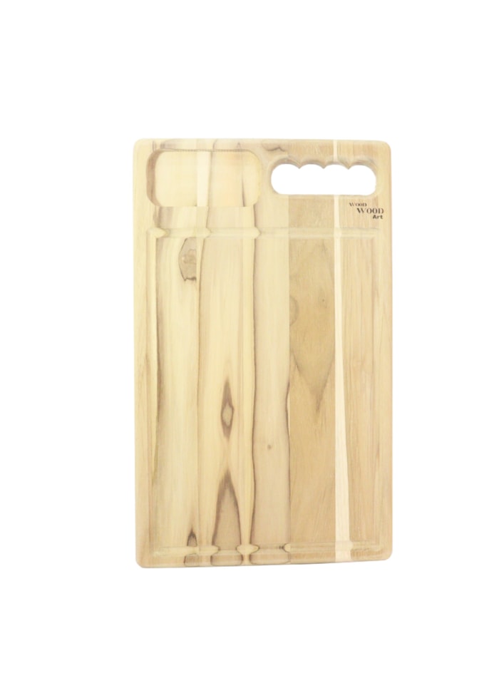 Tabua de Madeira Crua - Formato Retangular c/ Alça e Petisqueira 37x22,5cm