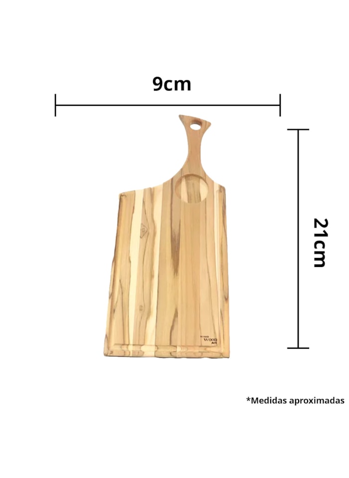 Tabua de Madeira Crua - Formato Retangular c/ Cabo e Petisqueira