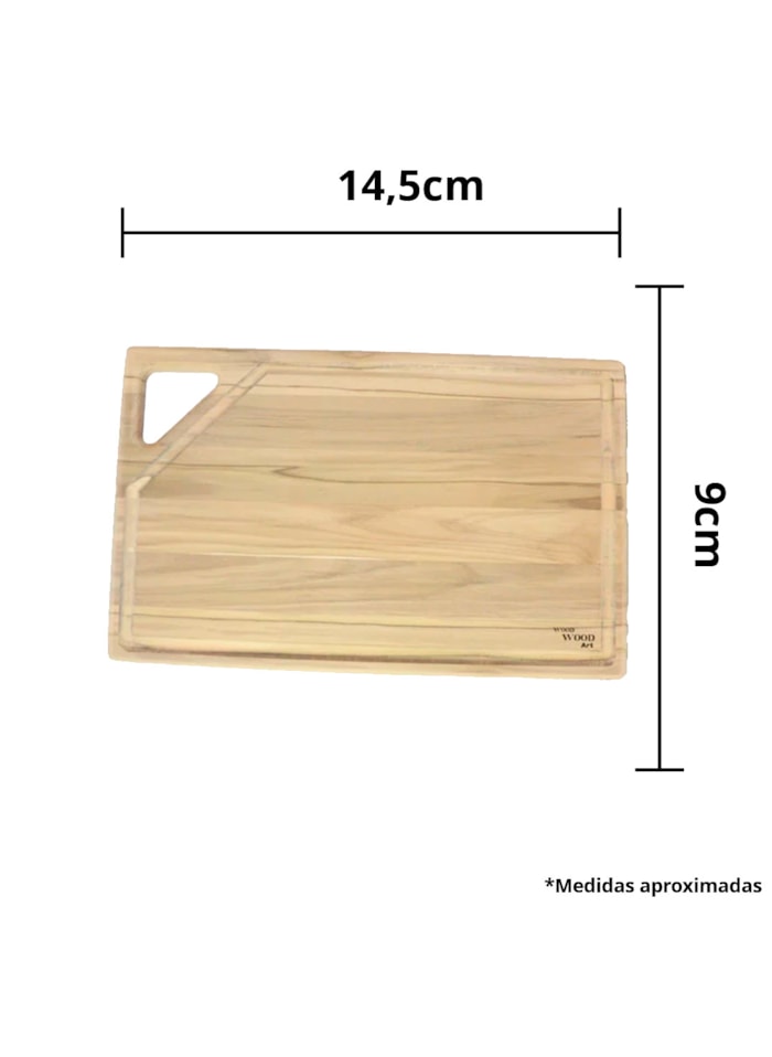 Tabua de Madeira Crua - Formato Retangular Fino c/ Alça