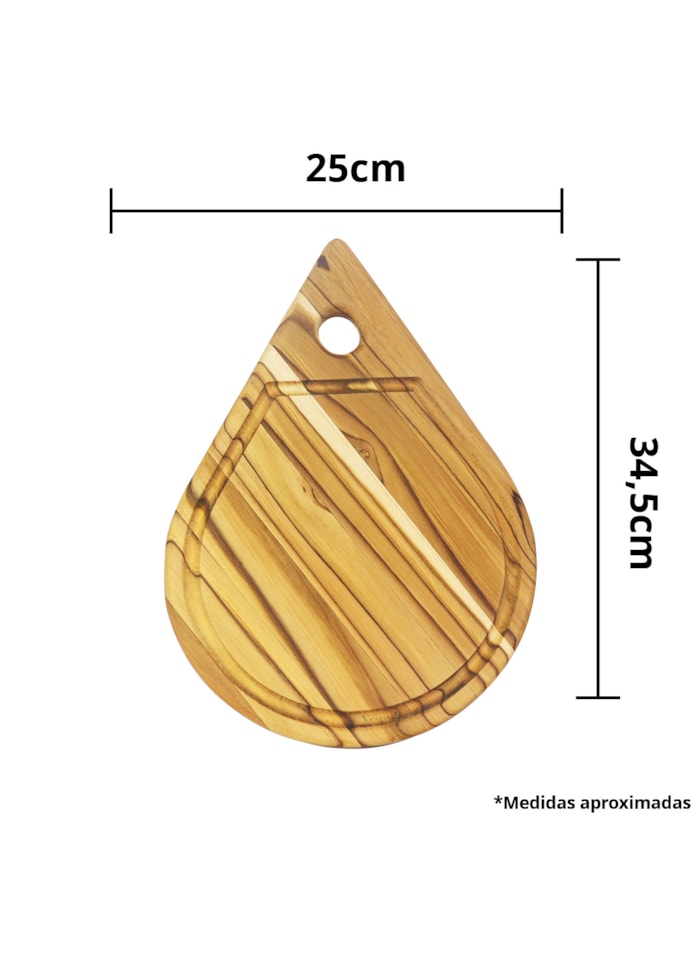 Tabua de Madeira Tratada - Formato Pingo 34,5x25cmT