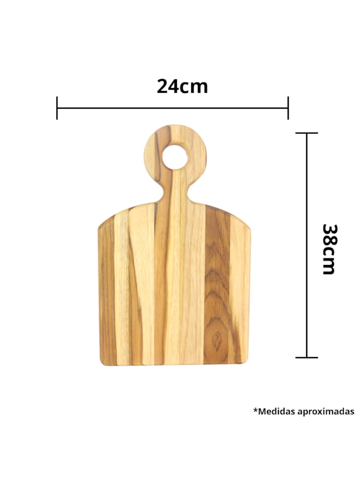 Tabua de Madeira Tratada - Formato Quadrada c/ Cabo 38x24cm