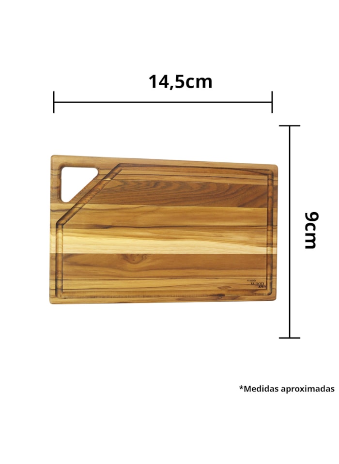 Tabua de Madeira Tratada - Formato Retangular c/ Alça