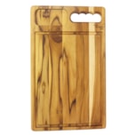 Tabua de Madeira Tratada - Formato Retangular c/ Alça e Petisqueira 37x22,5cm - foto 1