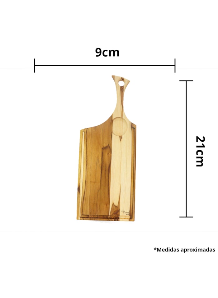 Tabua de Madeira Tratada - Formato Retangular c/ Cabo e Petisqueira