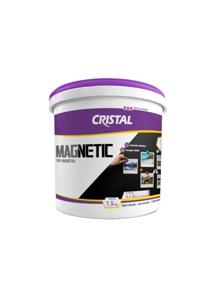 Tinta Magnética Cristal 1,5KG - Parede Funcional com Ímã, Fácil Aplicação