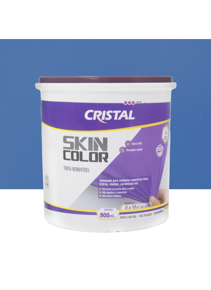 Tinta Removível Skin Color Cristal, 900ML Azul Royal - Fácil de Aplicar, Pronto para Uso