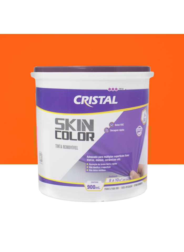 Tinta Removível Skin Color Cristal, 900ML Laranja Outono - Fácil de Aplicar, Pronto para Uso