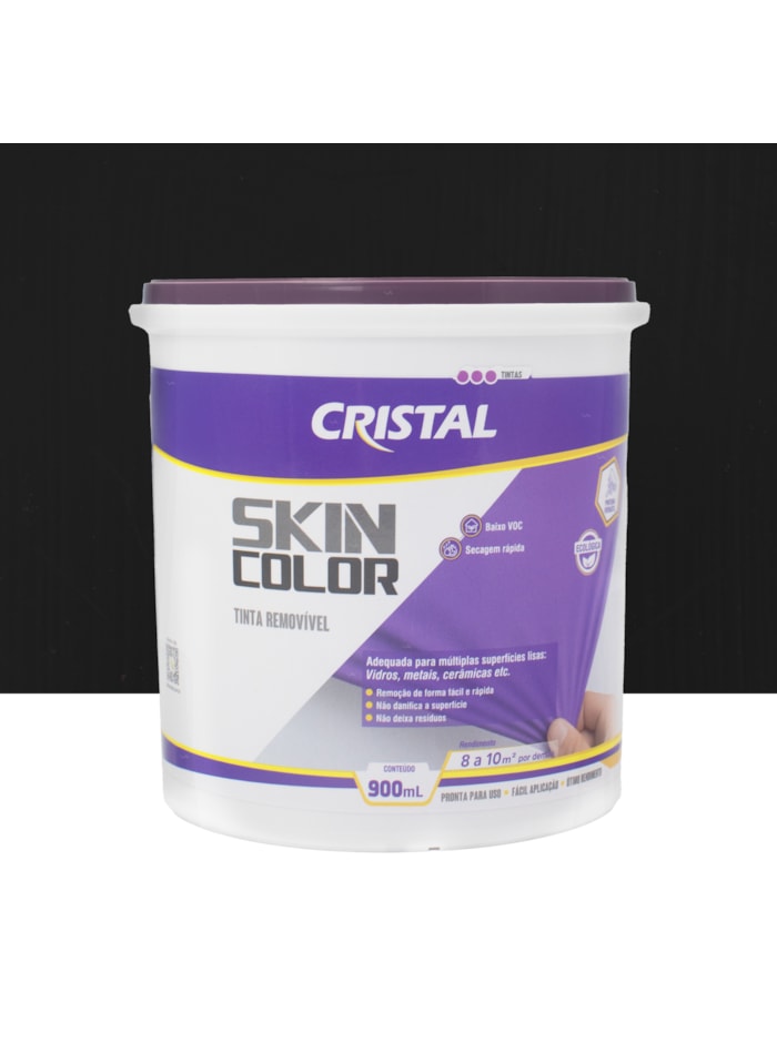 Tinta Removível Skin Color Cristal, 900ML Preto Intenso - Fácil de Aplicar, Pronto para Uso