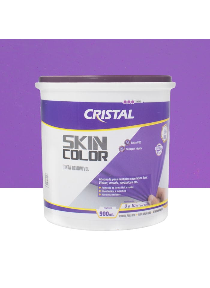 Tinta Removível Skin Color Cristal, 900ML Roxo - Fácil de Aplicar, Pronto para Uso