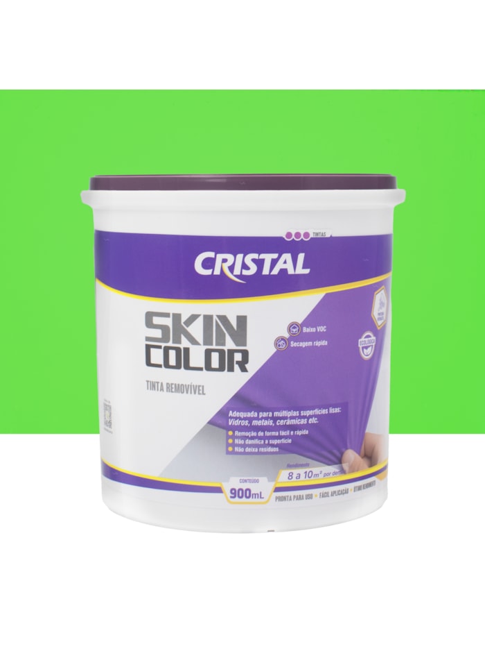 Tinta Removível Skin Color Cristal, 900ML Verde - Fácil de Aplicar, Pronto para Uso