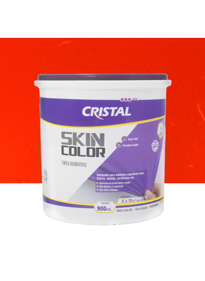 Tinta Removível Skin Color Cristal, 900ML Vermelho - Fácil Aplicação, Pronto para Uso