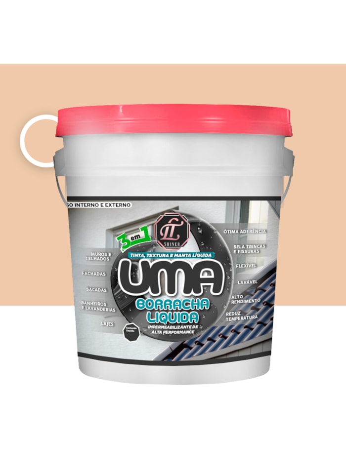 Uma Borracha 3 em 1 LT Shine, 20KG Areia - Elastomérico, Impermeabilizante