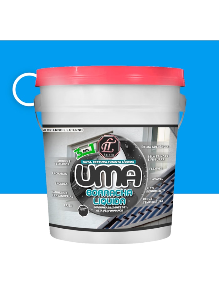 Uma Borracha 3 em 1 LT Shine, 20KG Azul - Elastomérico, Impermeabilizante