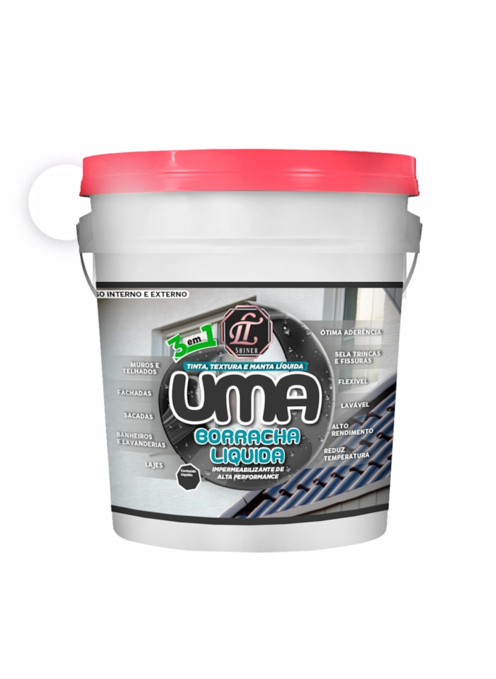 Uma Borracha 3 em 1 LT Shine, 20KG Branco - Elastomérico, Impermeabilizante