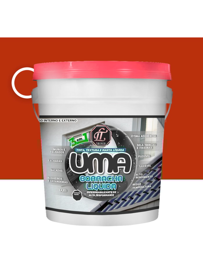 Uma Borracha 3 em 1 LT Shine, 20KG Cerâmica Telha - Elastomérico, Impermeabilizante