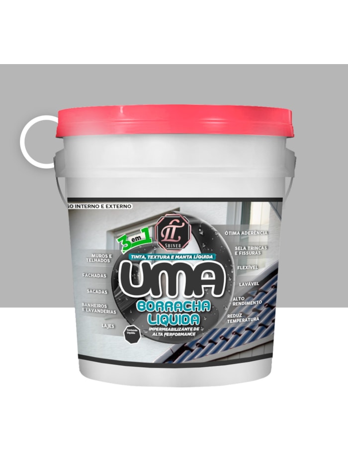 Uma Borracha 3 em 1 LT Shine, 20KG Cinza - Elastomérico, Impermeabilizante