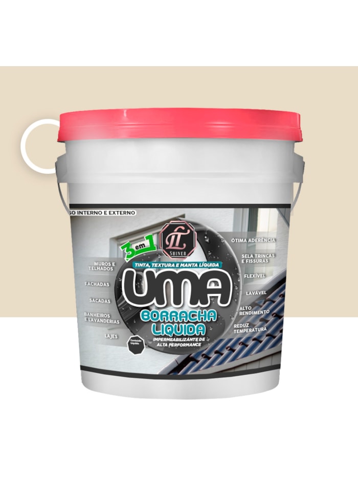 Uma Borracha 3 em 1 LT Shine, 20KG Marfim - Elastomérico, Impermeabilizante