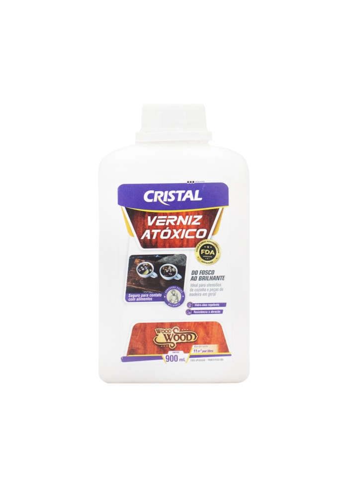 Verniz Cristal  Incolor Atóxico Wood Wood 900ML