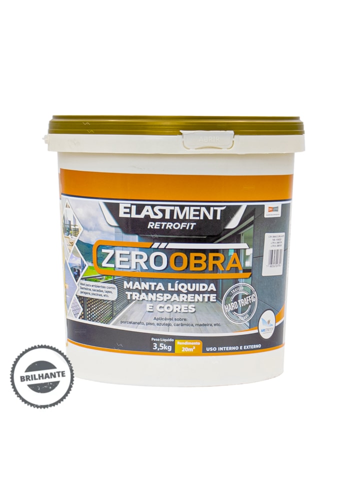 Zero Obra Elastment Verniz Pu Manta Líquida, 3,5KG Brilhante Incolor - Baixo VOC, Resistência ao Intemperismo