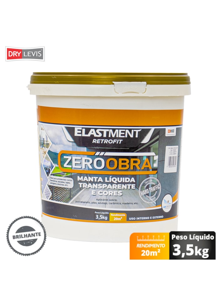 Zero Obra Elastment Verniz Pu Manta Líquida, 3,5KG Brilhante Incolor - Baixo VOC, Resistência ao Intemperismo