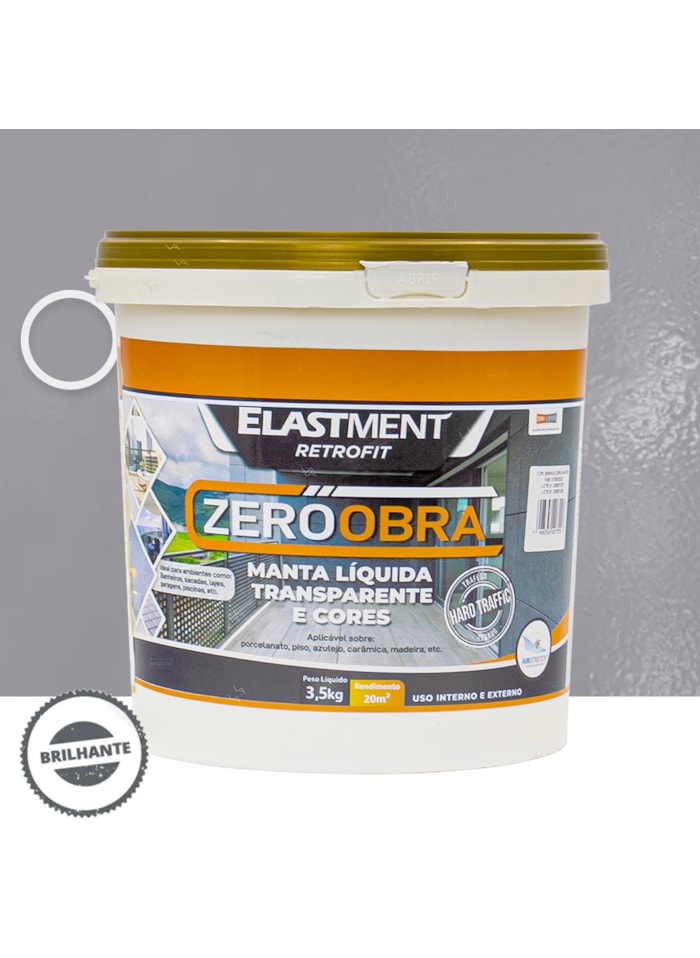 Zero Obra Elastment Verniz Pu Manta Líquida, 3,5KG Brilhante Prata - Baixo VOC, Resistência ao Intemperismo