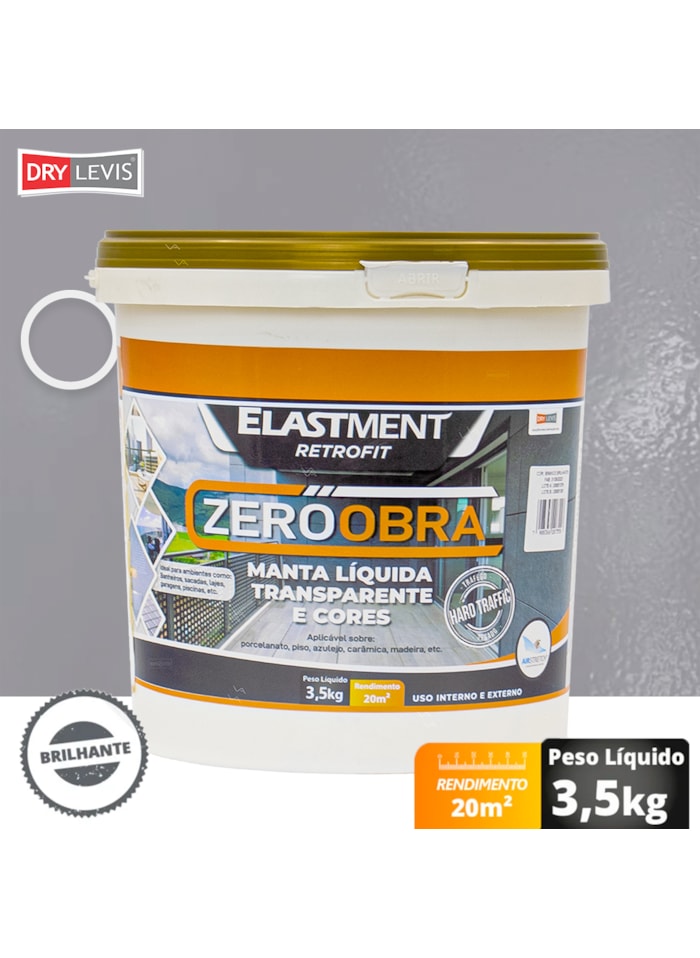 Zero Obra Elastment Verniz Pu Manta Líquida, 3,5KG Brilhante Prata - Baixo VOC, Resistência ao Intemperismo