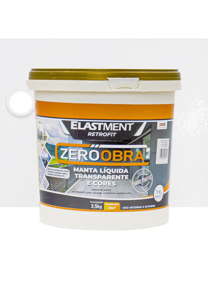Zero Obra Elastment Verniz Pu Manta Líquida, 3,5KG Fosco Branco - Resistente a Produtos Químicos, Fácil Limpeza