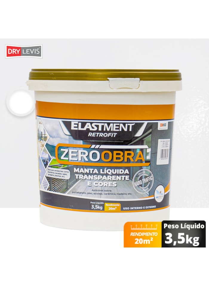 Zero Obra Elastment Verniz Pu Manta Líquida, 3,5KG Fosco Branco - Resistente a Produtos Químicos, Fácil Limpeza