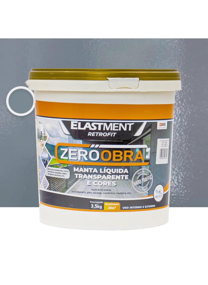 Zero Obra Elastment Verniz Pu Manta Líquida, 3,5KG Fosco Cinza Escuro - Resistente a Produtos Químicos, Fácil Limpeza
