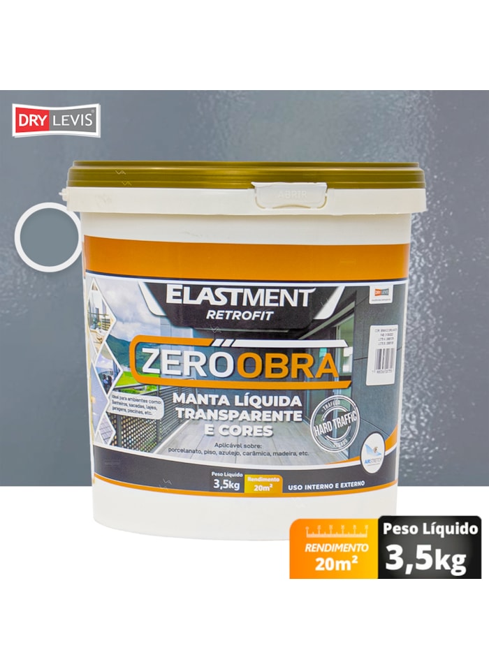 Zero Obra Elastment Verniz Pu Manta Líquida, 3,5KG Fosco Cinza Escuro - Resistente a Produtos Químicos, Fácil Limpeza