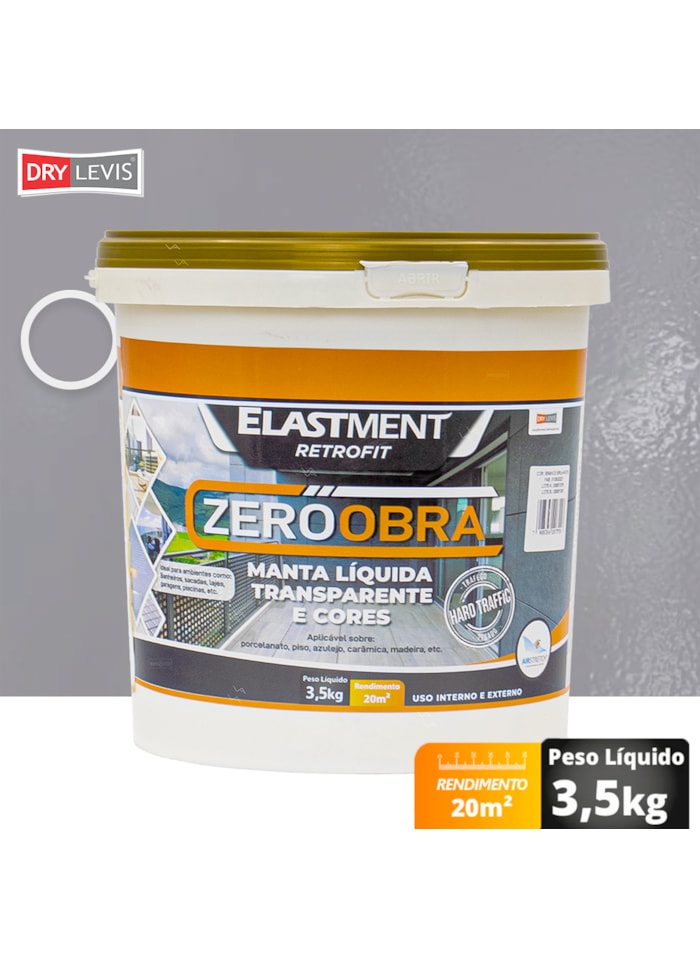 Zero Obra Elastment Verniz Pu Manta Líquida, 3,5KG Fosco Prata - Resistente a Produtos Químicos, Fácil Limpeza